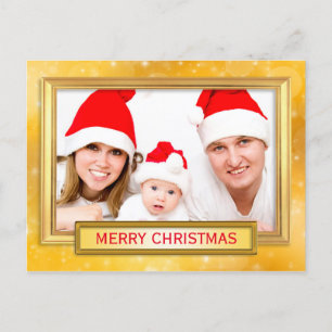 Goldenes Foto Frame I + Ihr Foto & Text Feiertagspostkarte