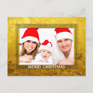 Goldenes Foto Frame I + Ihr Foto und Text Feiertagspostkarte