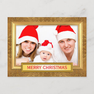 Goldenes Foto Frame III + Ihr Foto & Text Feiertagspostkarte
