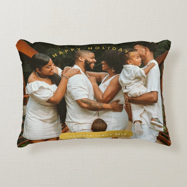 Goldenes Foto Weihnachten Dekokissen (Vorderseite)