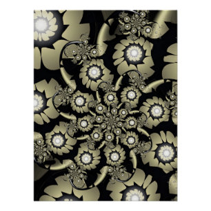Goldenes Fraktal-Blumen-Spiralmuster Poster
