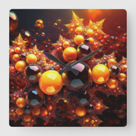 Goldenes Fraktal Quadratische Wanduhr