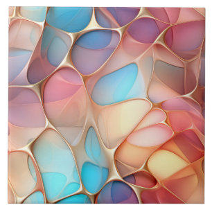 Goldenes Fraktal Voronoi mit Rainbow Tint Fliese