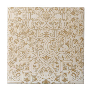 Goldenes franko-orientalisches Filigranmuster mit Fliese