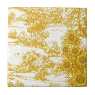 Goldenes französisches Land-Sonnenblumen-Toile-Mus Fliese