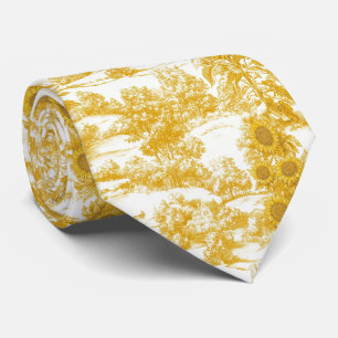 Goldenes französisches Land-Sonnenblumen-Toile-Mus Krawatte
