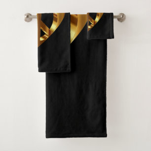 Goldenes Friedenszeichen mit goldenem Herzen Badhandtuch Set
