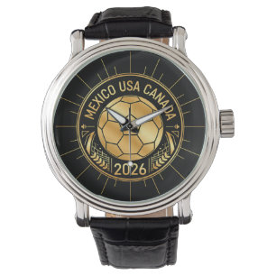 Goldenes Fußball-Emblem 2026   Mexiko USA Kanada Armbanduhr