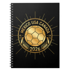 Goldenes Fußball-Emblem 2026 Mexiko USA Kanada Notizblock