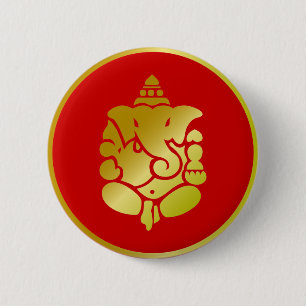 Goldenes Ganesha Button