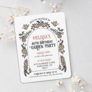 Goldenes Garden Party 40. Geburtstag Einladung