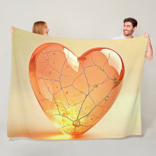 Goldenes gebrochenes Herz leuchtet Fleecedecke