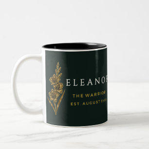 Goldenes Geburtstagsblumen-Tassenunikat - August G Zweifarbige Tasse