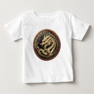 Goldenes geheiligtes östliches Drachenmedaillon Baby T-shirt