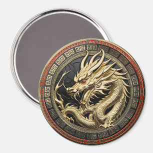 Goldenes geheiligtes östliches Drachenmedaillon Magnet