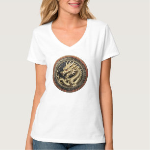 Goldenes geheiligtes östliches Drachenmedaillon T-Shirt