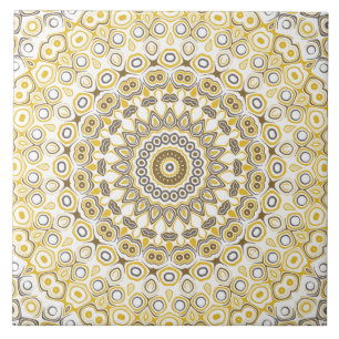 Goldenes Gelbes Mandala-Muster Fliese