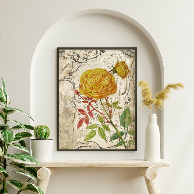 Goldenes Gelbes Rosendekoupage-Tissue Seidenpapier (Von Creator hochgeladen)