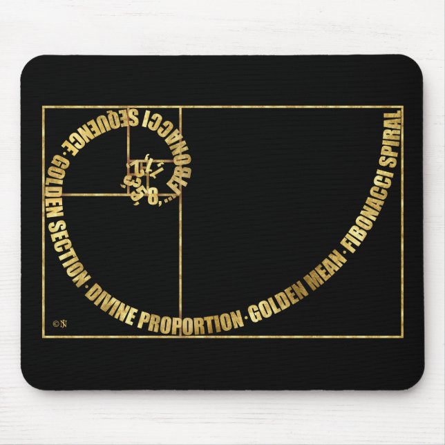 Goldenes gemeines, Fibonacci-Spirale Mousepad (Vorne)