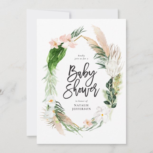 Goldenes, geometrisches Blattwerk Save The Date (Vorderseite)