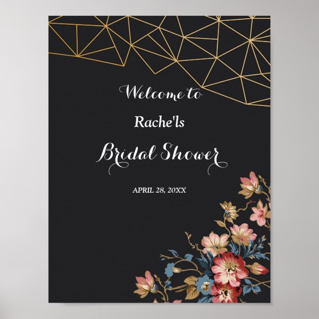 Goldenes geometrisches Brautparty Poster (Vorne)