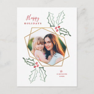 Goldenes geometrisches Foto Wasserfarbe Weihnachte Postkarte