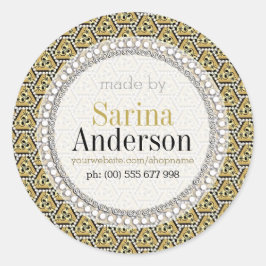 Goldenes geometrisches Muster aus Labeln Runder Aufkleber