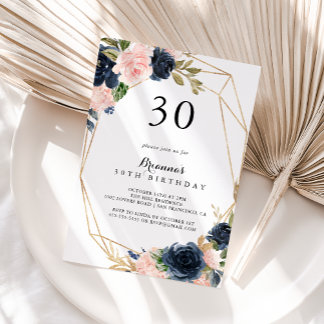 Goldenes geometrisches Winter Floral 30. Geburtsta Einladung