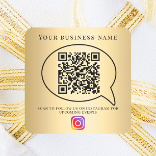 Goldenes Geschäftsname QR-Code Instagram Quadratischer Aufkleber