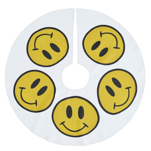 Goldenes Gesicht Polyester Weihnachtsbaumdecke (Vorderseite)