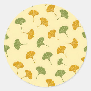 Goldenes Ginkgo-Biloba-Blattmuster Erdig Runder Aufkleber