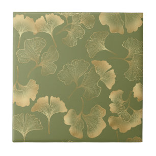 Goldenes Ginkgo-Herbstmuster Fliese