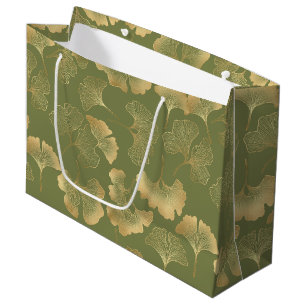 Goldenes Ginkgo-Herbstmuster Große Geschenktüte