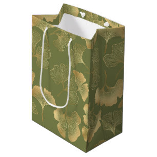 Goldenes Ginkgo-Herbstmuster Mittlere Geschenktüte