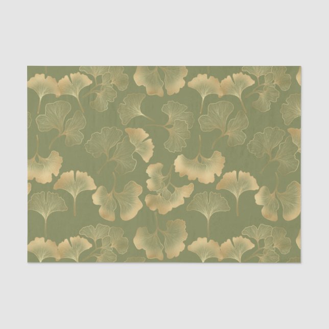 Goldenes Ginkgo-Herbstmuster Seidenpapier (Vorderseite)