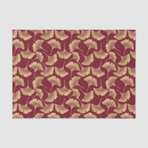Goldenes Ginkgoblatt-Muster in Burgund für Botanik Seidenpapier