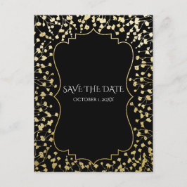 Goldenes Gipskraut Rustikales Schwarzes Rett Datum Ankündigungspostkarte