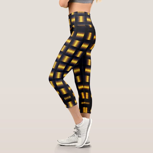 Goldenes Gitter Capri Leggings Schwarz und Gold (Links)