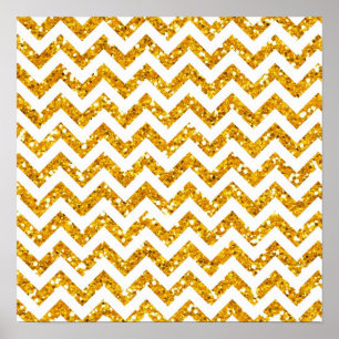 Goldenes Glitter-Chevron-Muster Poster