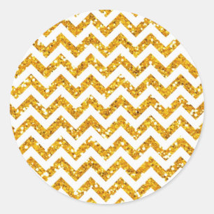 Goldenes Glitter-Chevron-Muster Runder Aufkleber