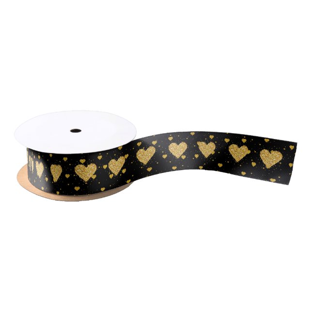 Goldenes Glitzer Muster Satinband (Spule)