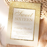 Goldenes Glitzer Ober Elfenbeinküste 16 . Geburtst Einladung<br><div class="desc">Ein modernes,  hübsch elegantes und elegantes Imitat Gold Glitzer ombre Elfenbein von der weißen 16 . Geburtstag Party Einladung mit Gold mit und eleganten Goldrahmen .</div>