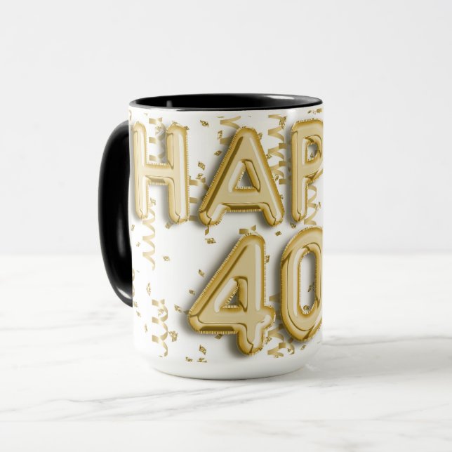 Goldenes Glück 40. Geburtstag Tasse (Vorderseite Links)