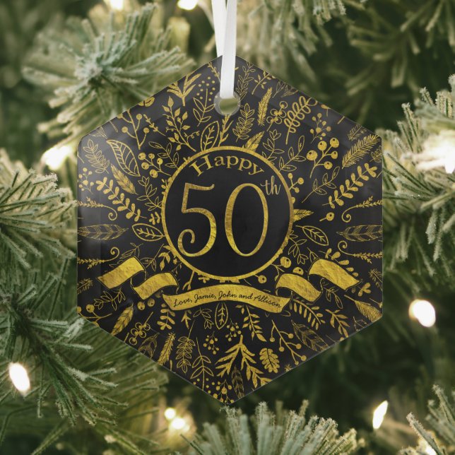 Goldenes Glück 50. Hochzeitstag Ornament Aus Glas (Insitu)