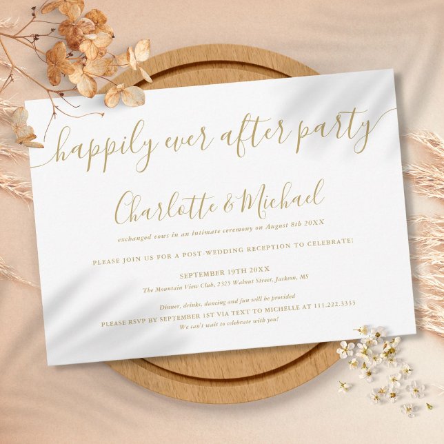 Goldenes Glück nach der Hochzeit des Party Einladung (Gold Happily Ever After Party Wedding Invitation)