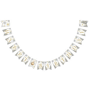 Goldenes Glück zum Geburtstag Winterbuntbanner Wimpelkette