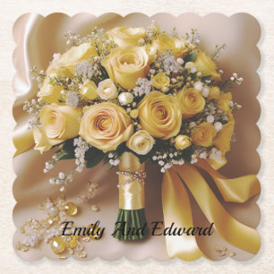 "Goldenes Glühen: Eine gefällige Rose Bouquet der  Untersetzer