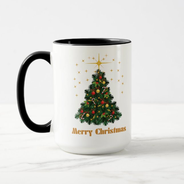 "Goldenes Glühen: Frohe Weihnachts-Eleganz-Tasse" Tasse (Links)