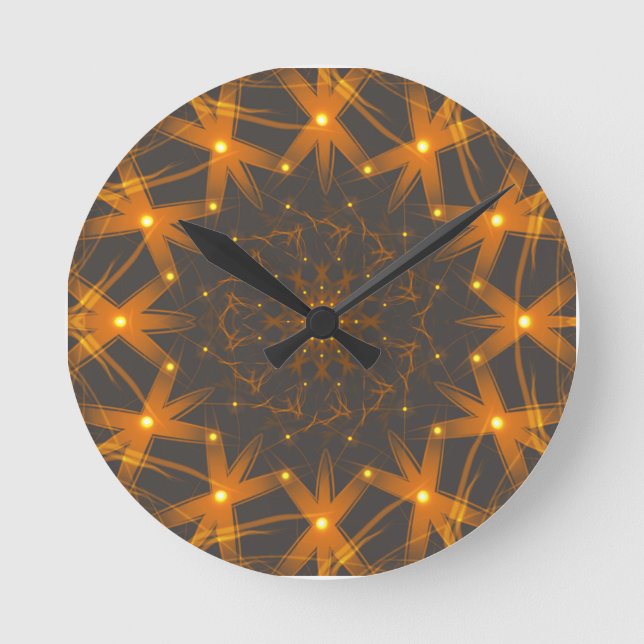 Goldenes Glutgitter Runde Wanduhr (Vorderseite)