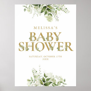 Goldenes Grünes Buchstaben-Baby-Party-Schild Poster